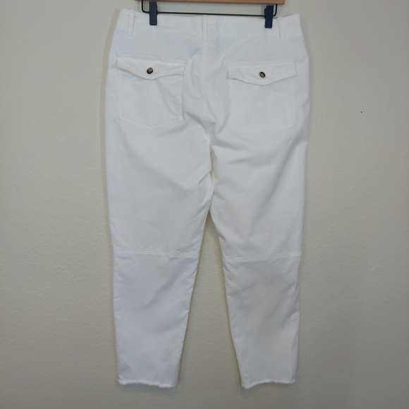 Banana Republic White Girlfriend Authentic Chino Pant Raw Hem Sz 12 - Picture 6 of 17